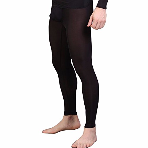 iEFiEL Mens Ice Silk Bulge Support Sleep Bottom Loungewear Pants Home Meditation Tights