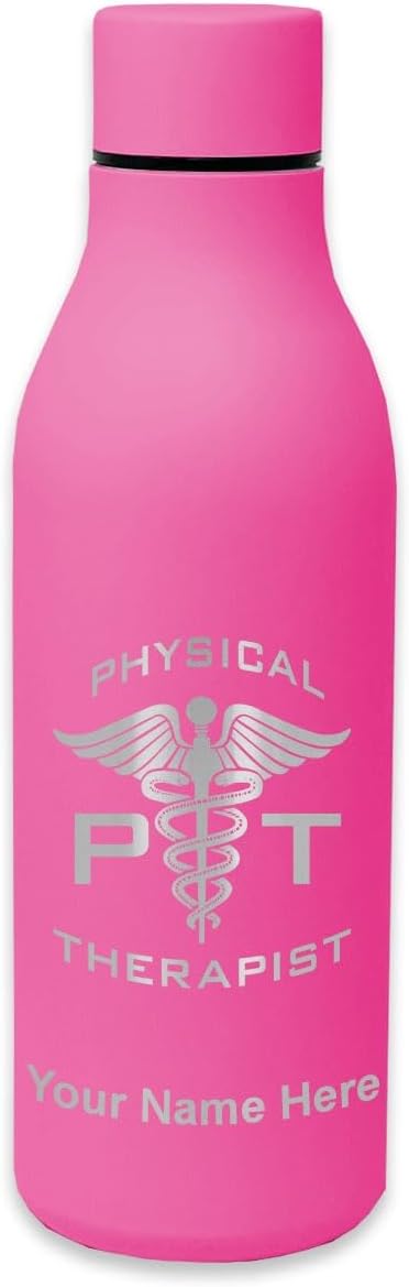 LaserGram Double Wall Stainless Steel Water Bottle, PT Physical Therapist, Personalized Engraving Included