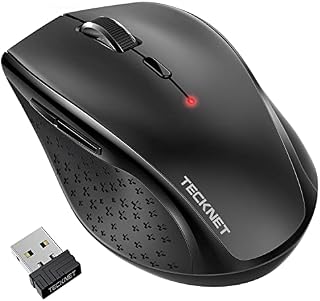 TECKNET 2.4G Classic Wireless Mouse for Laptop, 3200 DPI Optical Computer Mouse with 6 Adjustable Levels, 30 Months Long Battery Life Cordless USB Mouse for Notebook, PC, Office Home Work (Black)