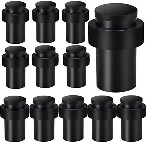 12 Pieces Door Stops Floor Mounted Door Stopper Stainless Steel Cylindrical Floor Door Stop Modern Decorative Rubber Bumper Door Holder Wall Protector Doorstop for Bottom or Top of Door…