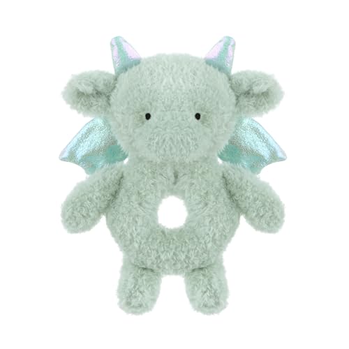 Image of Apricot Lamb Baby Dragon Dinosaur Soft Rattle Toy, Plush Stuffed Animal for Newborn Soft Hand Grip Shaker Over 0 Months (Dragon, 6 Inches)