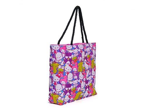 Hello Kitty Friends Tote Cinnamoroll Kuromi My Melody Keroppi Print Bag (Blue)2