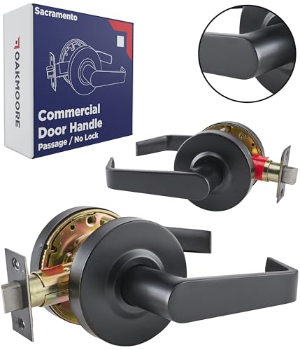 OAKMOORE Commercial Door Handle Black - Grade 2 Lockset - Door Lever Schools Offices Industrial UL CUL & ADA...