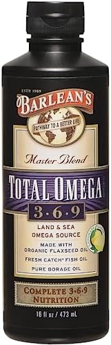 Barlean's Total Omega 3 6 9 Liquid Fish Oil Supplement with Borage and Flaxseed Oil 6,468 mg of Omegas EPA, DHA, ALA, and GLA for Joint and Heart Health, 16 oz