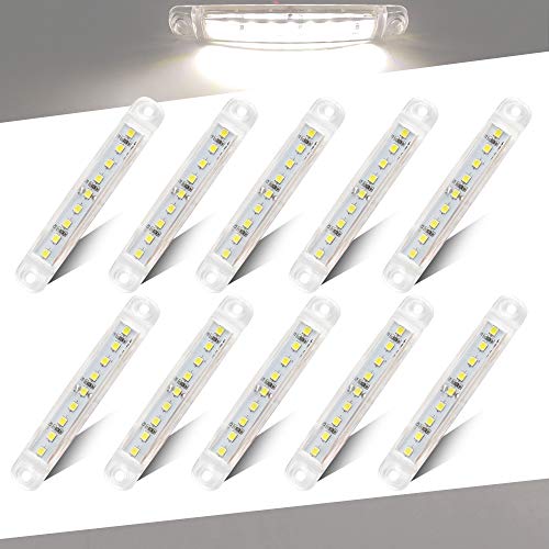 Teguangmei 10pcs Blanc 9LED feux de Signalisation Latéraux de Remorque feux de Position de Camion de Camion 3.9