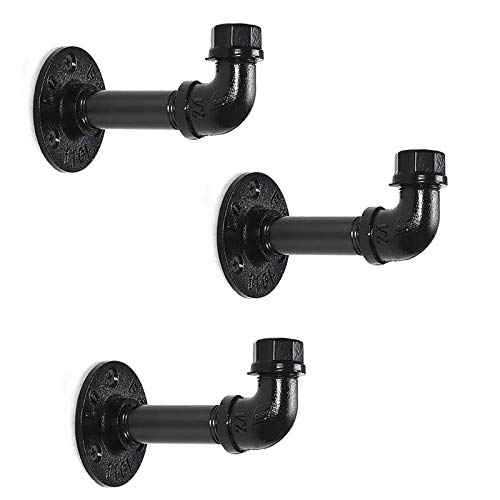 Liantral Towel Hook, 3-Pack Wall Mounted Coat Hooks Industrial Wall Robe Hanger Hooks For Bathroom Kitchen Bedroom, Iron Finished, Black #TOP23