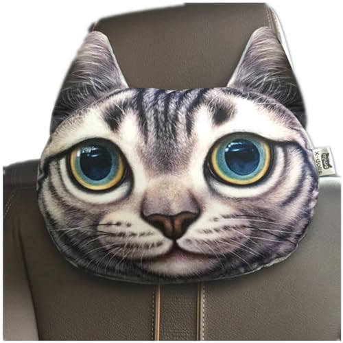 HUTALIM 1PCS Cute Cat Car Headrest Pillows Travel Neck Pillow Comfortable Neck Support Plush Comfort Neck Cushions for Cars (B)