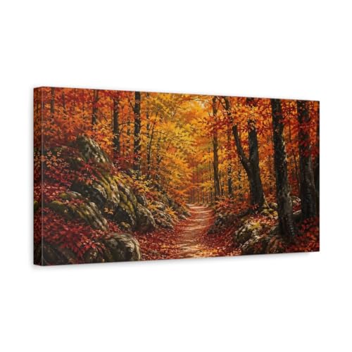 Impression sur toile forêt automne jaune horizontal pour déco murale