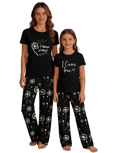 MI X TEE Mommy and Me Outfits, I Made a Wish T-Shirts, Mother's Day Short Sleeve