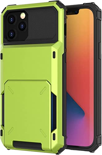 Coque iPhone 13 antichoc avec porte-carte intégré vert 6,1 pouces