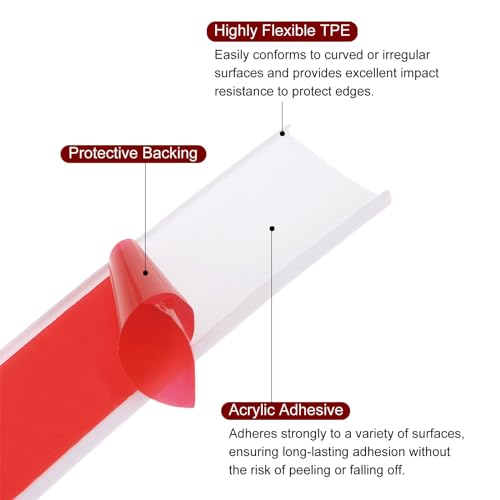 QUARKZMAN U-Form Kantenband 5/8 x 16,4ft (16mm x 5000mm) Selbstklebendes TPE Flexibles Furnierkantenband Kantenschutz für Möbel, Schränke, Tische, Reparatur, Weiß