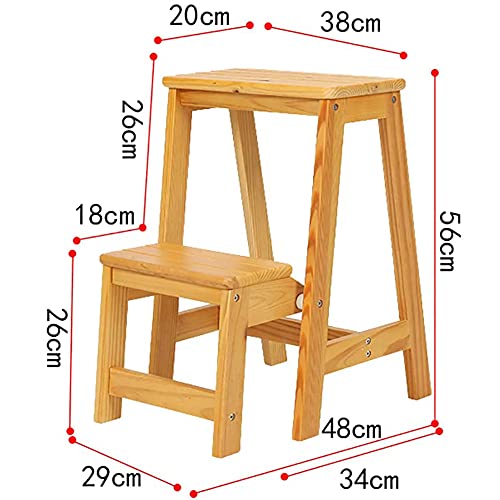 Tabouret à double usage pliable LUNEZY escabeau pliant bois - 4