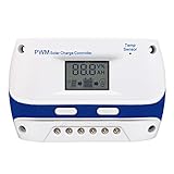 White 20A PWM Portal Solar Charge Controller 12V/24V Solar Panel Battery Intelligent Regulator with USB Port Backlit LCD Screen Temperature Sensor