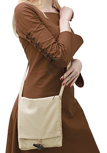 FURPHI Medieval Canvas Shoulder Bag Small Large Pilgrim Pouch Bag with Horn Button3