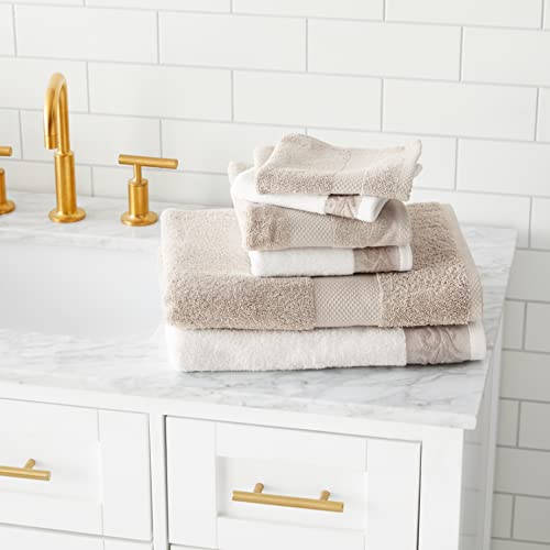 Modern Threads 600 Gsm 6-Piece Towel Set With Filgree Jacquard Border Taupe #TOP4