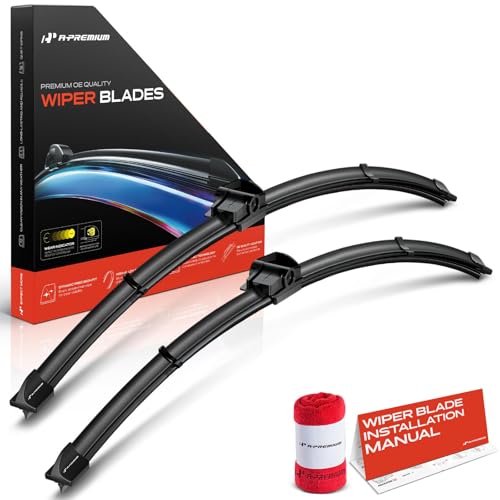 A-Premium Windshield Wiper Blades - Compatible with Ford Five Hundred, Freestyle & Mercury Montego, 2005 2006-24 and 20, SL Connector, with Wear Indicator & Towel, Left and Right (Pack of 2)