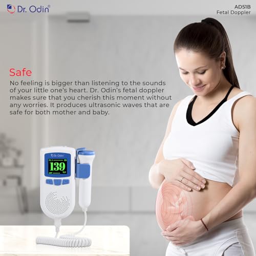 Image of Dr. Odin AD51B Fetal Doppler with LCD Display & Built-in Speaker, Portable Baby Heartbeat Monitor for Home Use