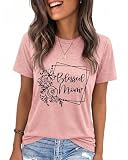 IRISGOD Womens Mom Shirt Summer Funny Short Sleeve Mommy Graphic Tees T-Shirts