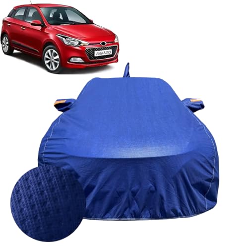 Image of Car Cover Compatible For Hyundai i20 Elite (2014-2019)| 100% Waterproof Cover with Antenna & REFLECTIVE Mirror Pockets | Dustproof, Scratchproof, Heatproof Car Cover |Soft Cotton Lining| BLUE