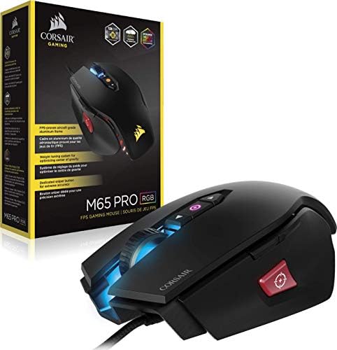 Corsair M65 PRO RGB FPS Gaming Mouse (12000 DPI Optical Sensor, Adjustable Weights, 8 Programmable Buttons, 3-Zone RGB Multi-Colour Backlighting, Xbox One Compatible) - Black