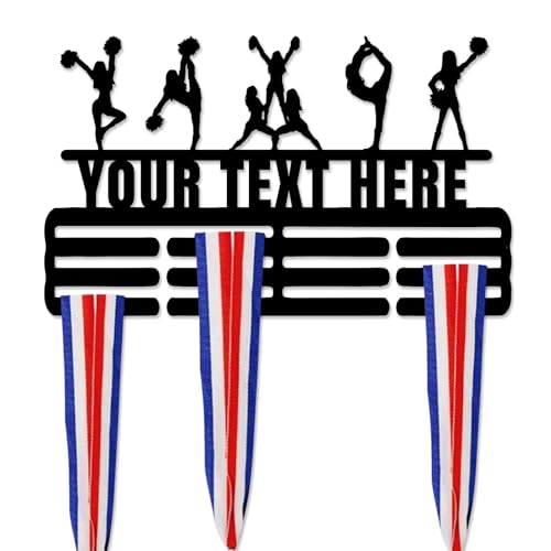 Goodqueen Personalized Cheerleader Medal Hanger Display Holder Rack for Walls, Cheerleader Wall Decor Sign Metal Wall Art, Customized Custom Name Cheerleader Medal Hanger Display Awards Rack