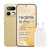 realme 16 Pro 5G Smartphone, 8GB+256GB, Pantalla AMOLED 144Hz 6,78", Batería 6500mAh, Cámara 200MP OIS, IP69K, Carga Rápida 45W, Dual SIM, Next AI, Oro