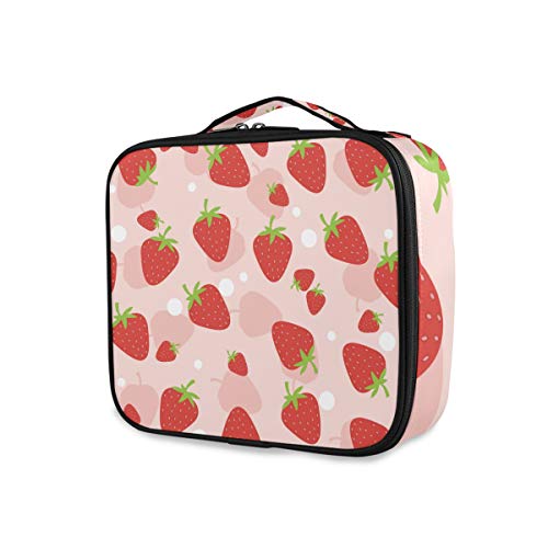 Montoj Kosmetiktasche mit Erdbeer-Motiv, Reise-Organizer, Kulturbeutel für Frauen Cover