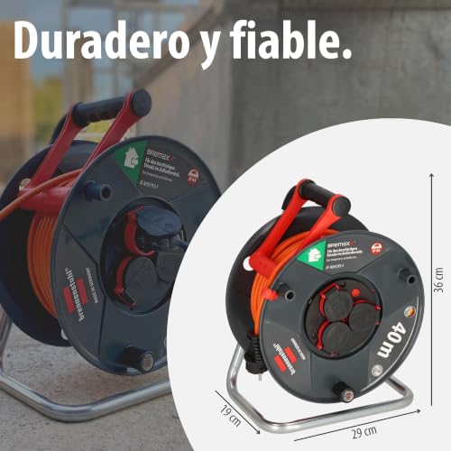 Enrollacables 40m exterior Brennenstuhl Garant V2 con 3 tomas 8