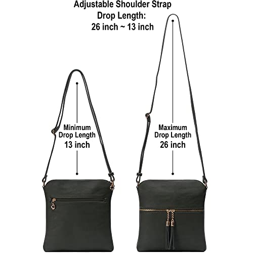 Image of Solene Womens Lightweight Medium Crossbody Purse with Tassel, Perfect Size Crossbody Bags for Daily Use, travel