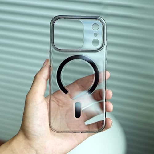 Coque iPhone 17 Pro Max anti-chute ultra-mince transparente noire avec bouton caméra