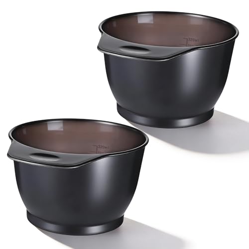 Qulkws 2 Pcs Hairs Dye Bowles Hair Color Bowl Plastic Hair Color Mixing Tint Bowls Applicator Bowls Hairs Dyeing Coloring Tools for Salon (Transparent Black)