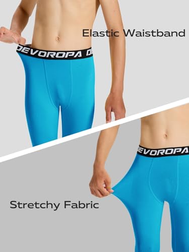 Image of DEVOROPA Boys Leggings Youth Compression Pants Sports Tights Basketball Football Baseball Soccer Baselayer Slim /Regular /Husky
