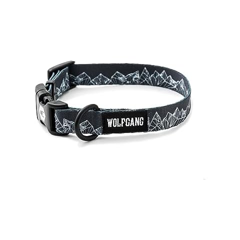Wolfgang Adjustable Dog Collar for Small Dogs, Durable & Easy to Clean Nylon Dog Collar with Quick Clip Buckles, for Training & Daily Use Made in USA, WolfMtn Print, (5/8 Inch x 8-12 Inch) Cover