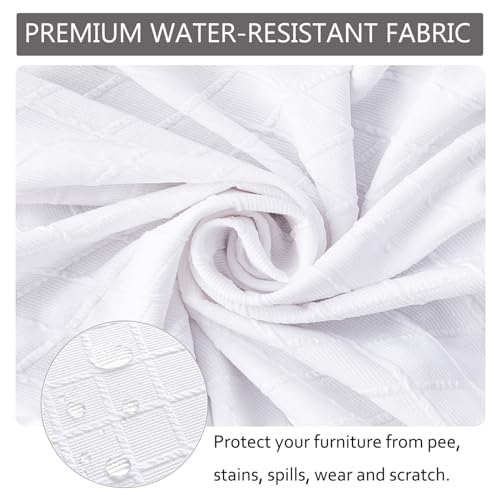 Protector elástico de asiento para comedor y fundas de sillas blancas en pack de 4 3