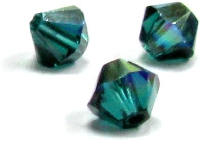 72 pcs Austria Crystal 5328 Xilion Bicone Bead Spacer Emerald AB 4mm / Findings/Austrian Elements