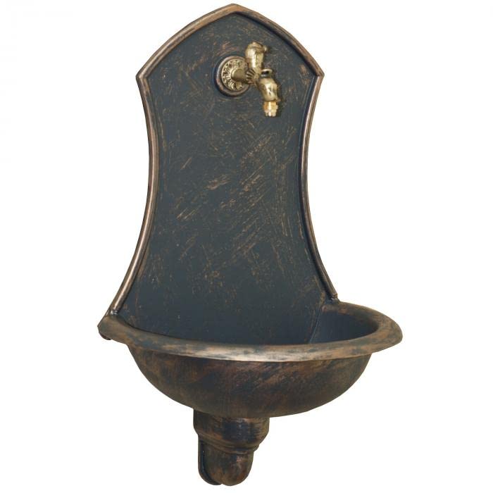 Gartenbrunnen, Wandbrunnen Siena, in unterschiedlichen Farben (Schwarz - Patina Bronze)