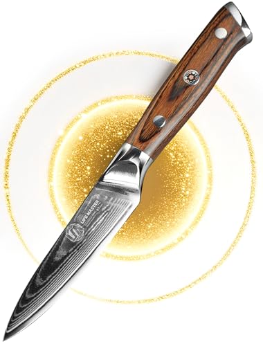 Damascus Paring Knife - Collectible 3.5 Inch Utility Knife with Pakkawood Handle, Japanese High