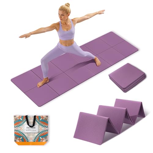 Foldable Yoga Mat 72"x24"x0.24", Non-Slip Portable Exercise Mat for Yoga,