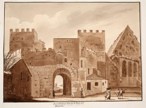 Imagen de lienzo de la Porta Ostiensis de Agostino Tofanelli para decoración 60x90cm