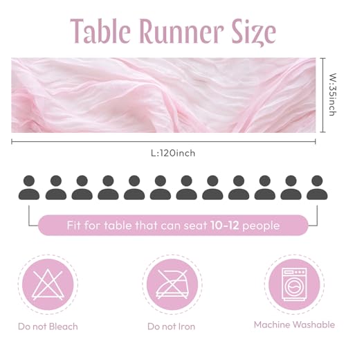 Sioloc TR001-PINK-1PC 1 Pack Light Pink Cheesecloth Table Runner 10Ft Boho Cheese Cloth Table Runner thumb #2