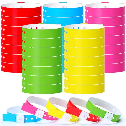WinnerWhy 200 Pieces Plastic Bracelets with Snap Closure for Thumb Sucking Stopper and Finger Sucking Prevention Fixing Disposable the Habit Breaking Bracelets Neon Wristbands