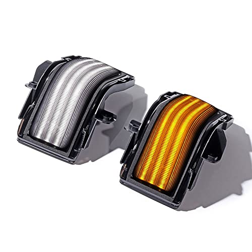 Sequential Flashing Amber LED Turn Signal Marker Light Switchback White DRL Parking Lamp Compatible with Ford F250 F350 F450 F550 Super Duty F150 Towing Side Mirrors (Smoke Lens)