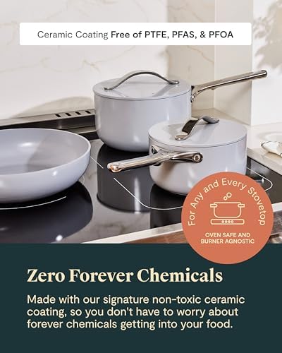 Caraway Deluxe Non-stick Ceramic Cookware Set (16 Piece) Pots, Frying Pans, Lids and Kitchen Storage - PFAS & PFOA Free - Oven Safe Pan Set & Compatible with All Stovetops - Cream - Thumbnail 4