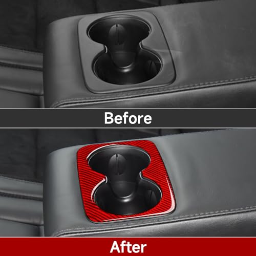 Image of Cup Holder Cover Decals for 2011-2024 Dodge Durango / 2011-2021 Jeep Grand Cherokee WK2 Accessories Carbon Fiber Stickers, Red