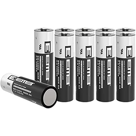 EEMB 10Pack ER14505 3.6V AA Lithium Batteries 2700mAh Li-SOCL₂ Non-Rechargeable Battery SB-AA11 LS14500 TL-5903 SL-360 14500 ER14500 for Door Gate Sensor Water Electricity Gas Meter PLC Battery Cover
