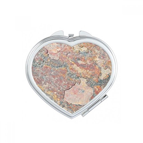 Miroir compact coeur au visuel fer rouillé rustique, double face net - 2