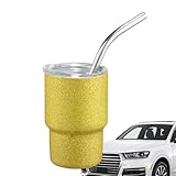 Trinkbecher mit Strohhalmdeckel – Mini-Trinkbecher, isoliert, heiß, kalt, aus Edelstahl |...