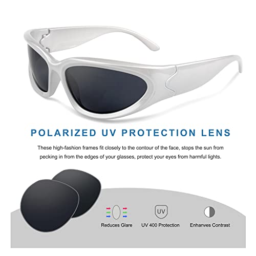 KENBO Y2K Sunglasses Wrap Around Futuristic Sunglasses Womens Men Swift Oval Fashion Sport Shades Sun Glasses4