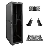 Tecmojo 42U 600 * 800mm 4 Post Free Standing Network Cabinet Data Server Rack, Lockable Glass Door, with Cantilevel Shelf Casters and feets, Disassembled Flat package