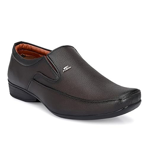 Image of Boldstar Synthetic Leather Black Formal Shoes Slip On for Men (Black)